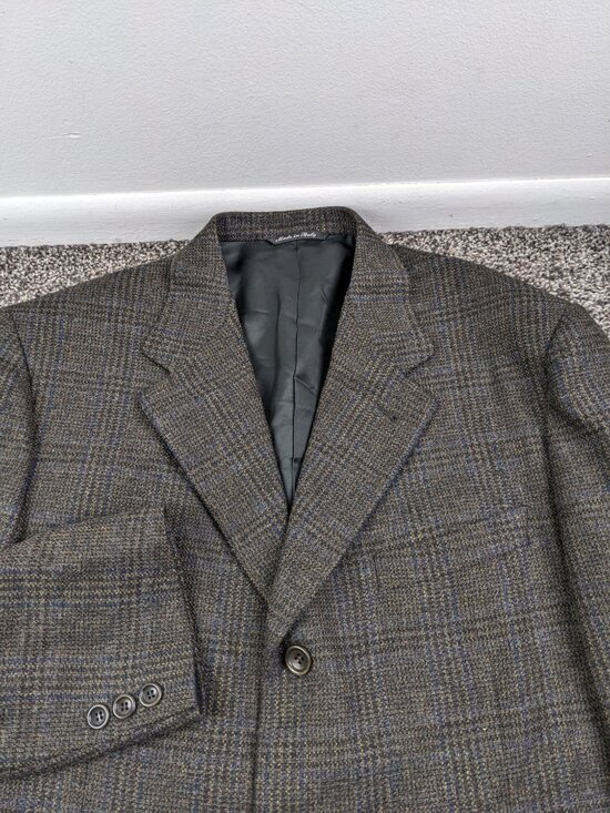 Canali Other - Canali Sport Coat Blazer Tweed Wool Glen Windowpane Plaid Brown Blue 44R